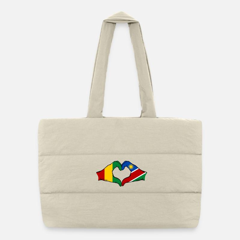 Guiena Namibia Flag Hands Heart Shape Puffer Shopping Bag