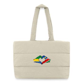 Gabon Namibia Flag Hands Heart Shape Used - Puffer Shopping Bag - natural - Front