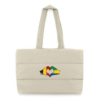 Belgium Gabon flag hands heart shape used - Puffer Shopping Bag - natural - Front