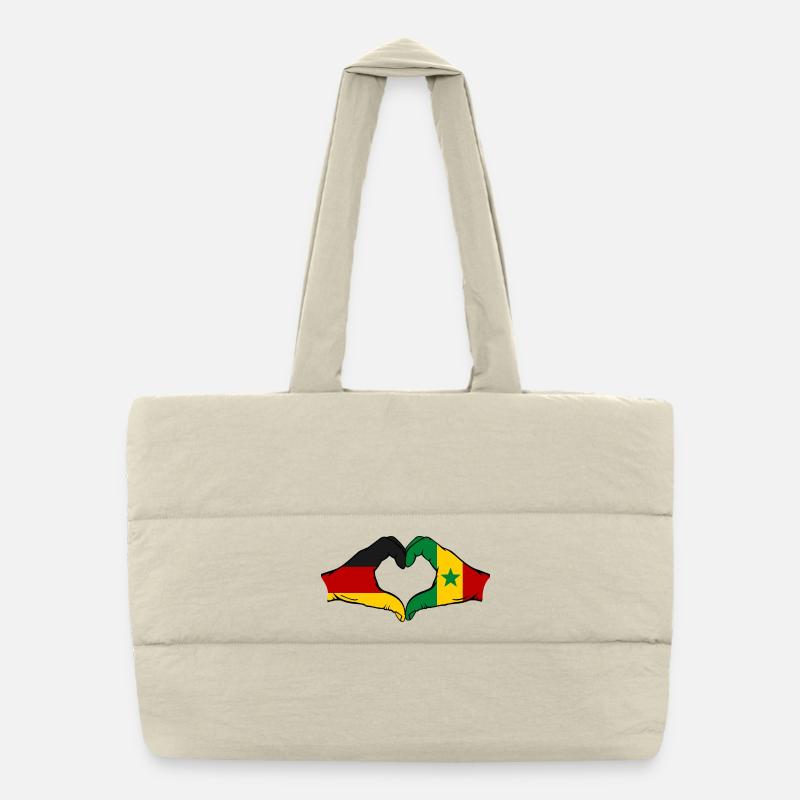 Deutschland Senegal Flagge Hände Herzform Puffer-Einkaufstasche