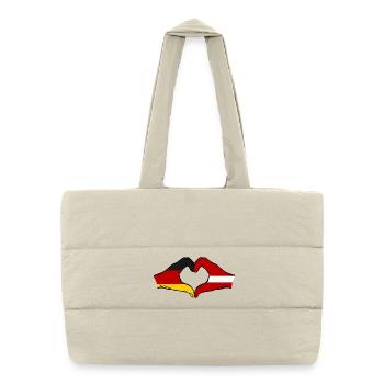 Hollande Lettonie drapeau mains forme de coeur utilisé - Sac shopping matelassé - blanc naturel - Devant