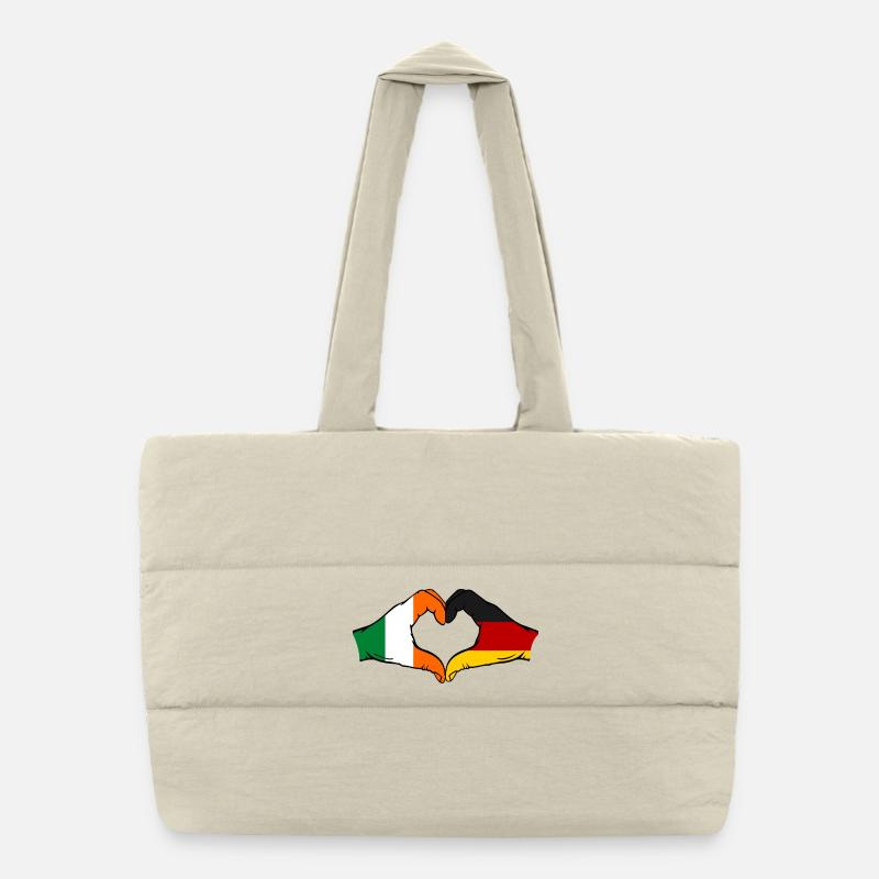 Ireland Germany Flag Hands Heart Shape Used Puffer Shopping Bag