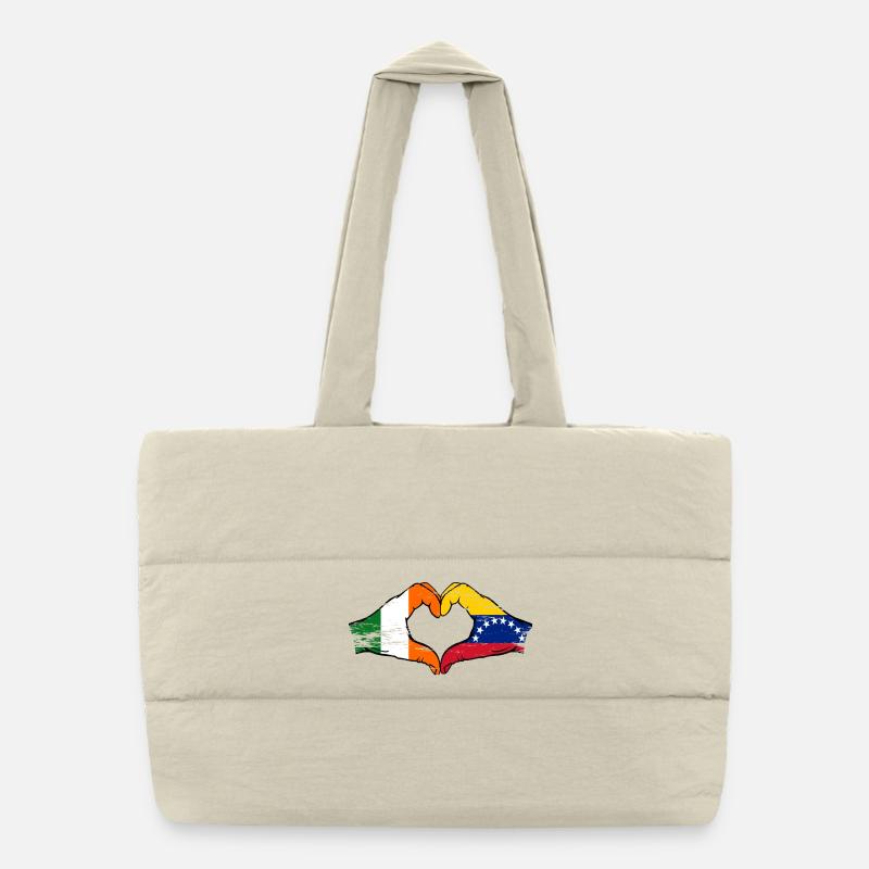 Ireland Venezuela Flags Heart Puffer Shopping Bag