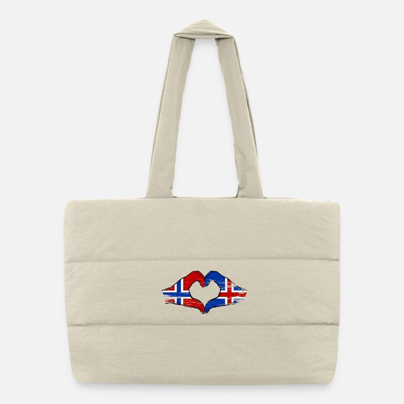 Norvège Islande Drapeau Mains Cœur Sac shopping matelassé