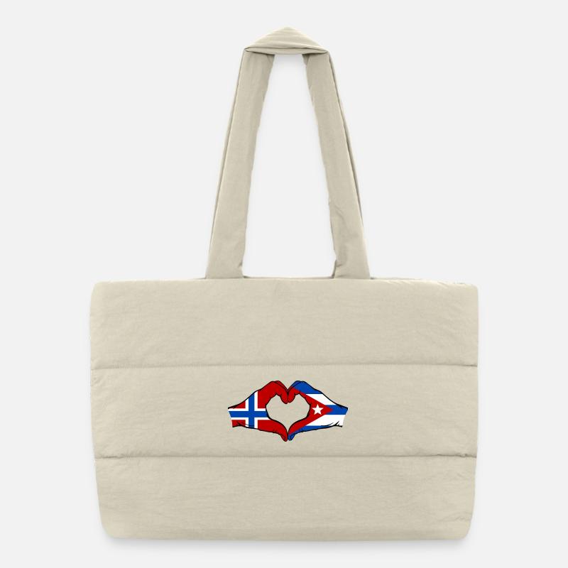 Drapeau de la Norvège, Cuba, mains de cœur Sac shopping matelassé