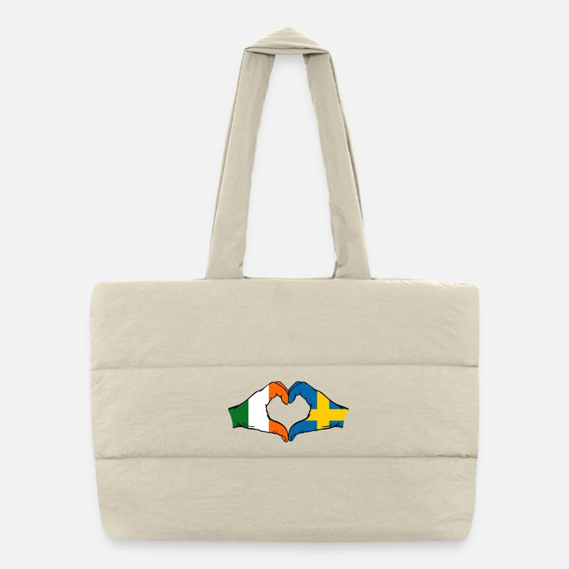 Ireland Sweden Flag Hands Heart Shape Puffer Shopping Bag