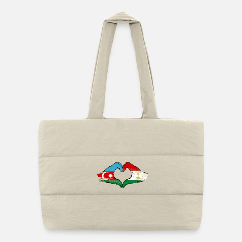 Cœur du drapeau du Tadjikistan d’Azerbaïdjan Sac shopping matelassé