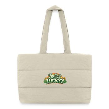 Feeling Lucky Shamrock Logo - Puffer-Einkaufstasche - Naturweiß - Vorne