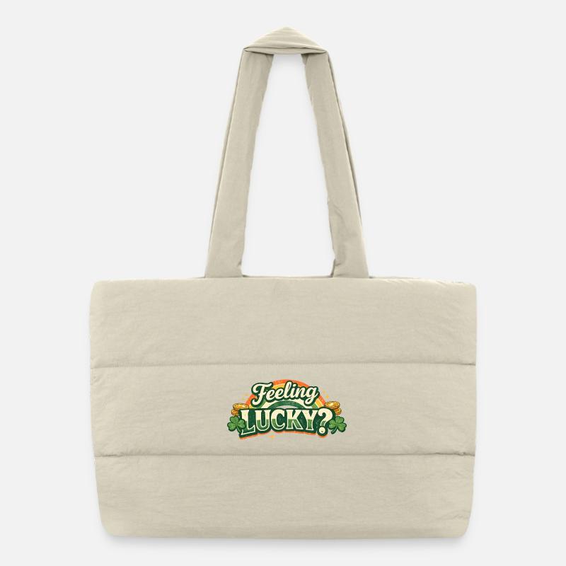 Logo du trèfle qui se sent chanceux Sac shopping matelassé