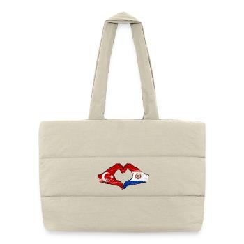 Türkei_Paraguay_Flagge_Hände_Herzform_used - Sac shopping matelassé - blanc naturel - Devant