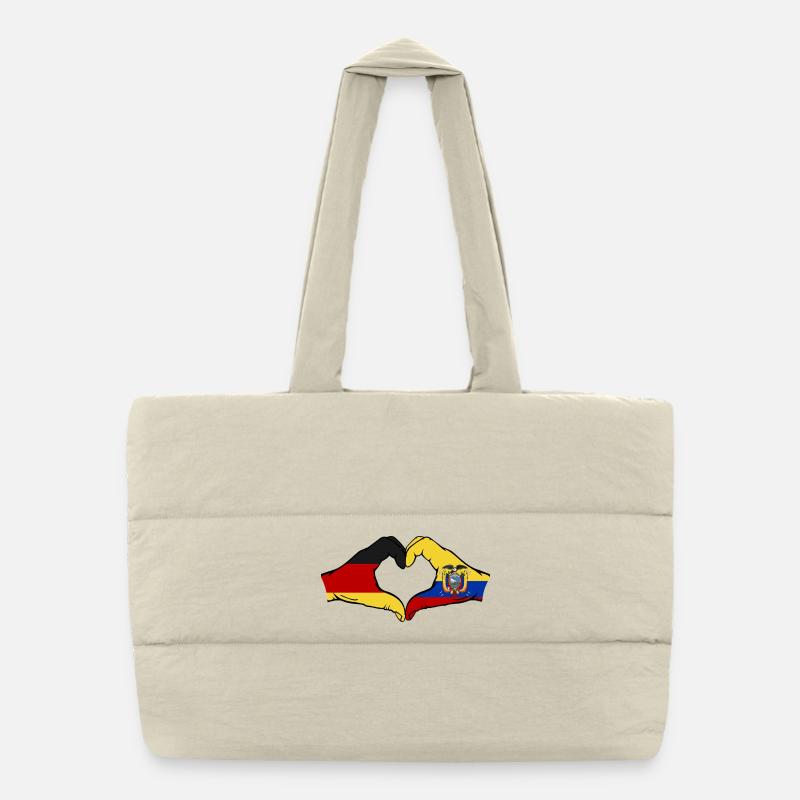 Deutschland Ecuador Flagge Herz Puffer-Einkaufstasche