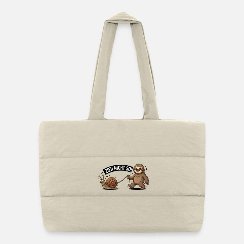 Zieh Nicht So Sloth Snail Funny German Animal  Puffer-Einkaufstasche