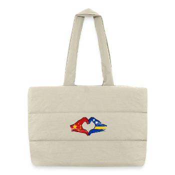 Mains du drapeau de Chine de Curaçao en forme de cœur utilisées - Sac shopping matelassé - blanc naturel - Devant