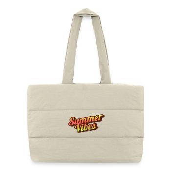Graphisme typographique Retro Summer Vibes - Sac shopping matelassé - blanc naturel - Devant