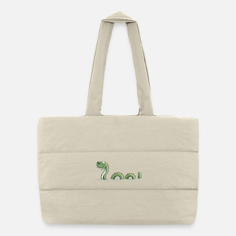 Monstre de mer drôle - Monster - Nessie - Comic - Sac shopping matelassé - blanc naturel