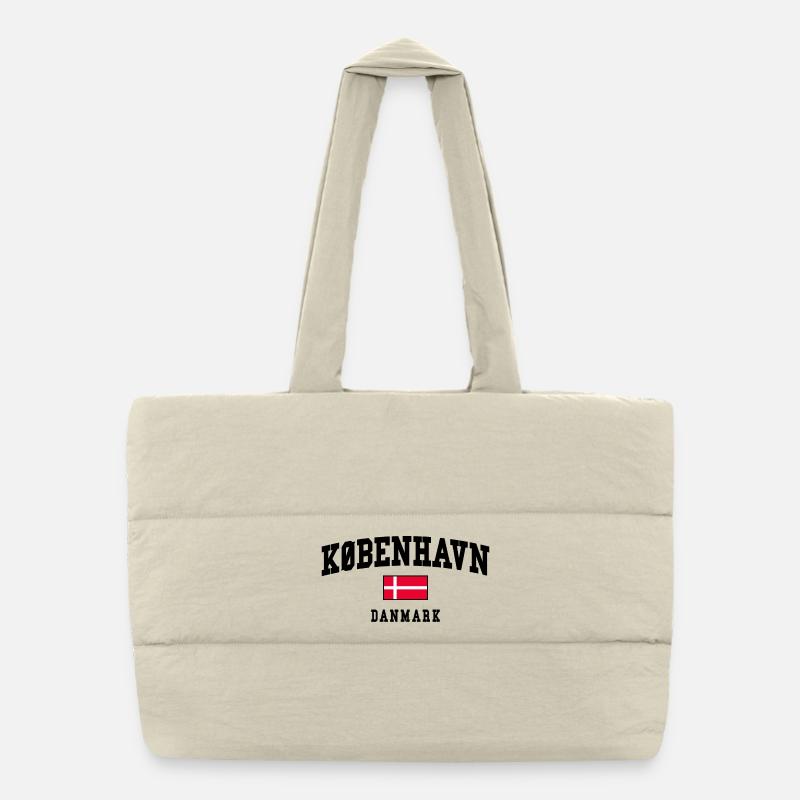 Copenhagen Denmark Flag Design Puffer Shopping Bag