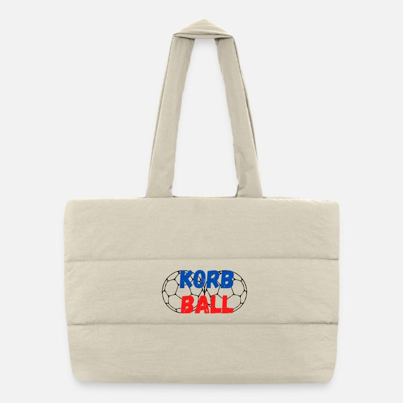 Korbball Schriftzug mit zwei Korbbällen - Puffer-Einkaufstasche - Naturweiß