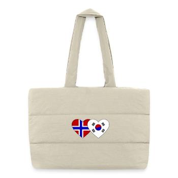 Norway South Korea Flag Heart - Puffer Shopping Bag - natural - Front