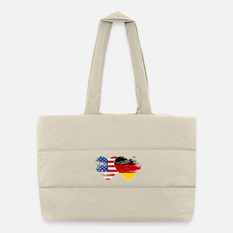 USA Germany Flag used heart Puffer Shopping Bag