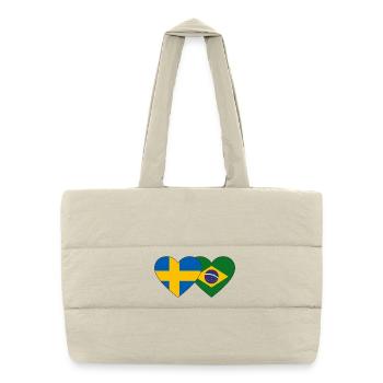 Suède Brésil Flag Heart - Sac shopping matelassé - blanc naturel - Devant