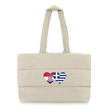 Croatia Greece Flag Heart - Puffer Shopping Bag - natural - Front