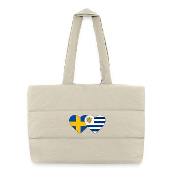 Sweden Uruguay Heart Flag - Puffer Shopping Bag - natural - Front