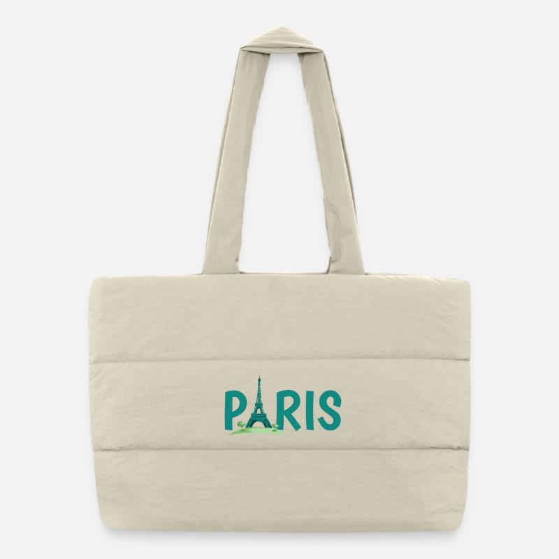 Horizon de Paris avec l’illustration de la Tour Eiffel Sac shopping matelassé