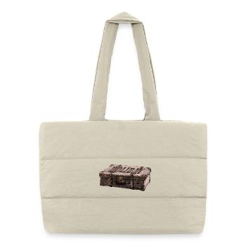 Valise d'aventure au design explorateur - Sac shopping matelassé - blanc naturel - Devant