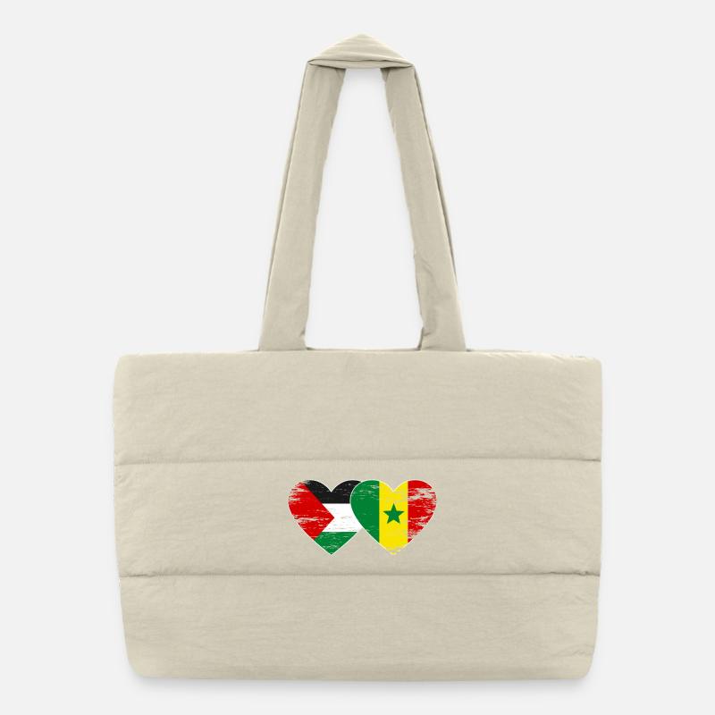 Palestine Sénégal drapeau coeur utilisé Sac shopping matelassé