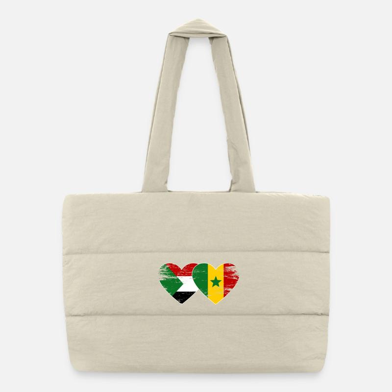 Soudan Sénégal Drapeau Coeur Sac shopping matelassé