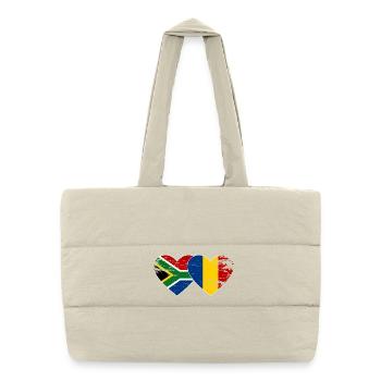South Africa Romania Flags Heart - Puffer Shopping Bag - natural - Front