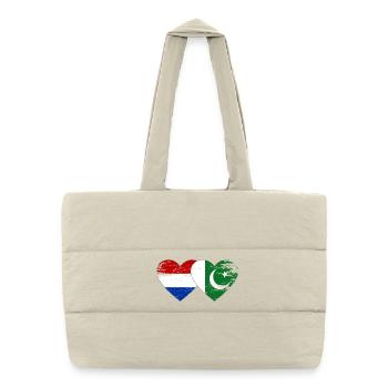 Hollande Pakistan drapeau coeur utilisé - Sac shopping matelassé - blanc naturel - Devant