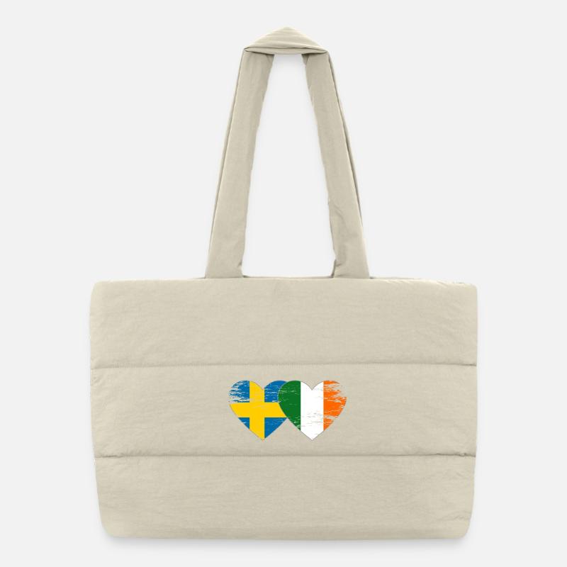 Suède Irlande Drapeau Coeur Sac shopping matelassé
