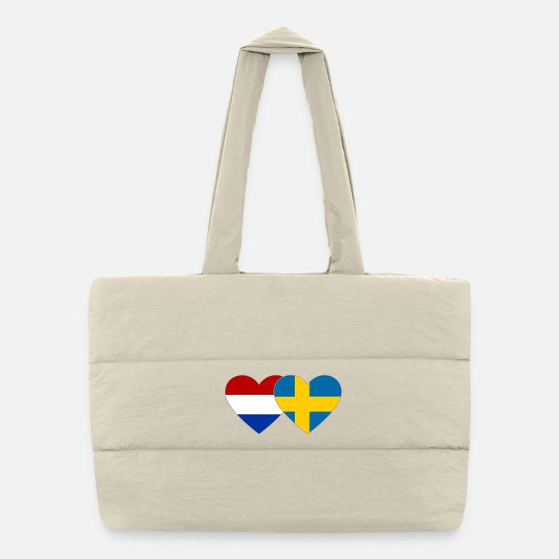 Hollande Suède Drapeau Mains Coeur Forme Sac shopping matelassé