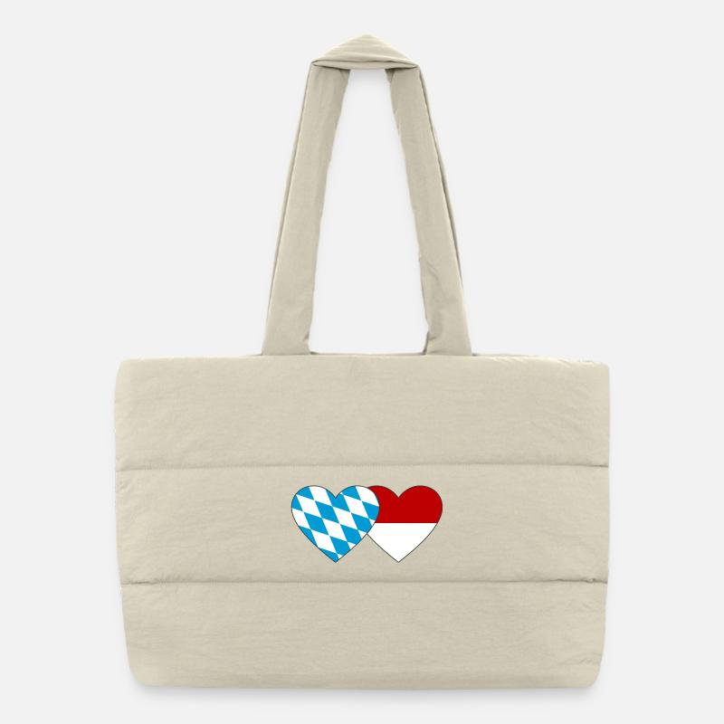 Cœur du drapeau Bavière Indonésie Sac shopping matelassé