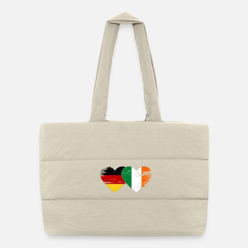 Germany Ireland Flag Heart used Puffer Shopping Bag