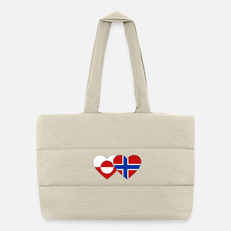 Greenland Norway Flag Hands Heart Shape Puffer Shopping Bag