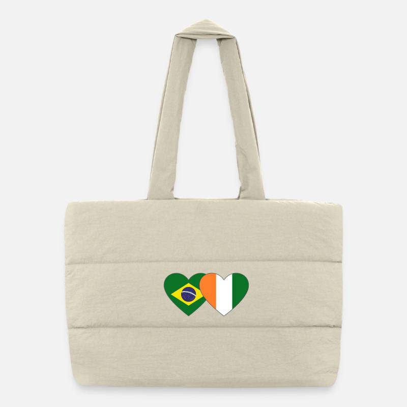 Brasillien_Elfenbeinküste_Flagge_Herz Sac shopping matelassé