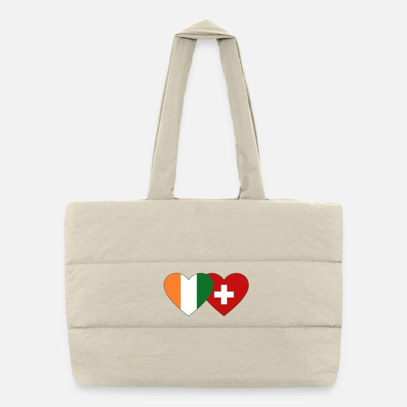 Drapeau de la Côte d’Ivoire Suisse Cœur Sac shopping matelassé