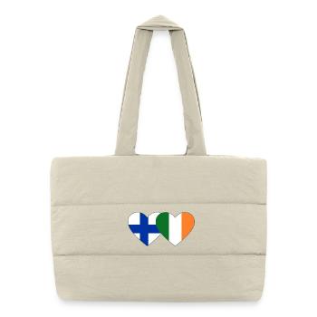Finnland_Irland_Flagge_Herz - Sac shopping matelassé - blanc naturel - Devant