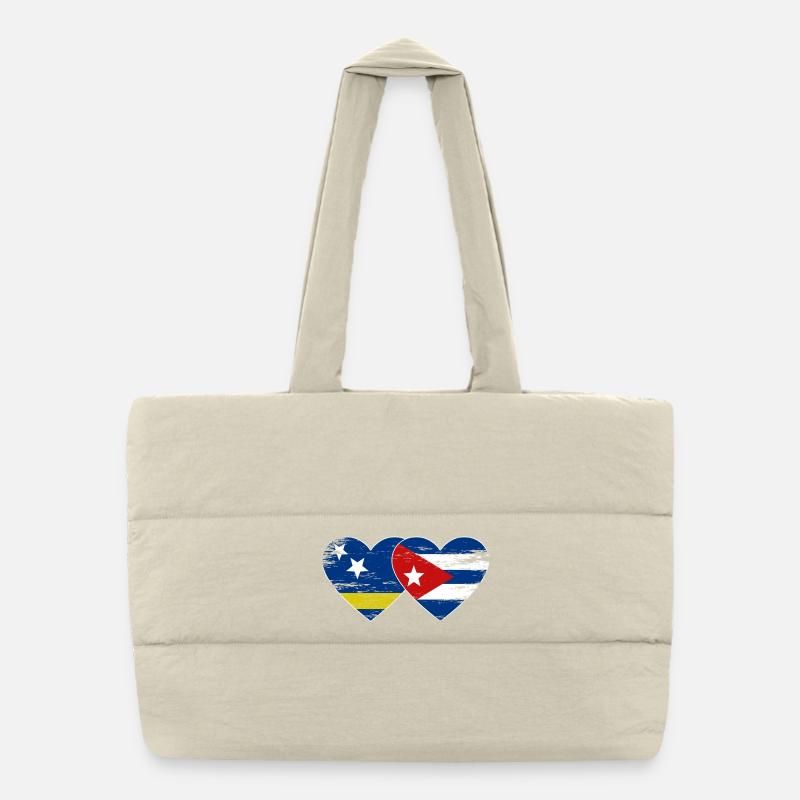 Cœur du drapeau de Curaçao Cuba utilisé Sac shopping matelassé
