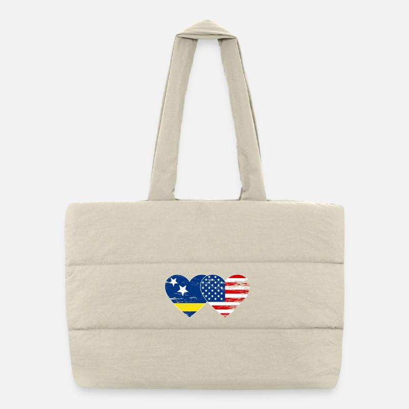 Curacao USA Flag Heart Used Puffer Shopping Bag