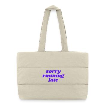 sorry running late - Puffer Shopping Bag - natural - Front
