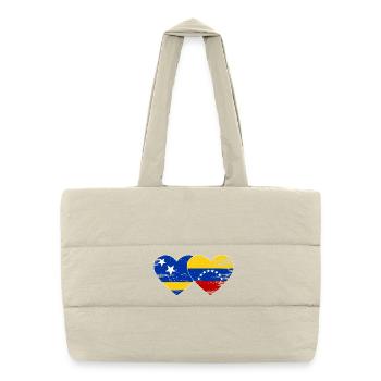 Curacao Venezuela flag heart used - Puffer Shopping Bag - natural - Front