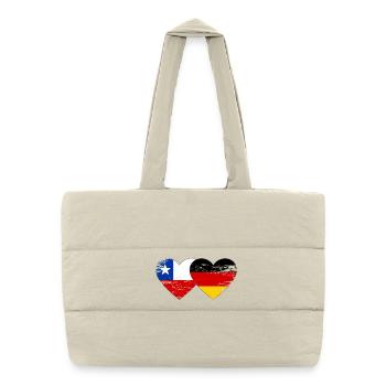 Cœur du drapeau Chili-Allemagne - Sac shopping matelassé - blanc naturel - Devant