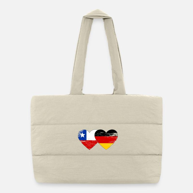 Cœur du drapeau Chili-Allemagne Sac shopping matelassé