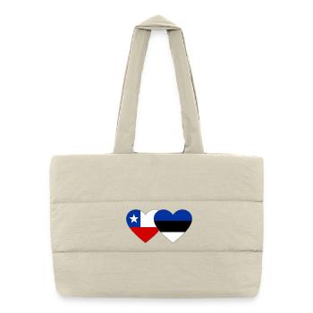 Chile_Litauen_Flagge_Herz - Puffer-Einkaufstasche - Naturweiß - Vorne