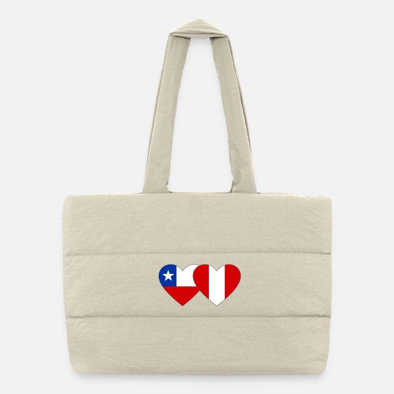 Chile_Peru_Flagge_Herz Sac shopping matelassé