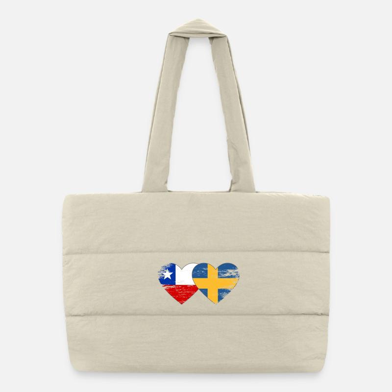 Cœur du drapeau chilien suédois utilisé Sac shopping matelassé