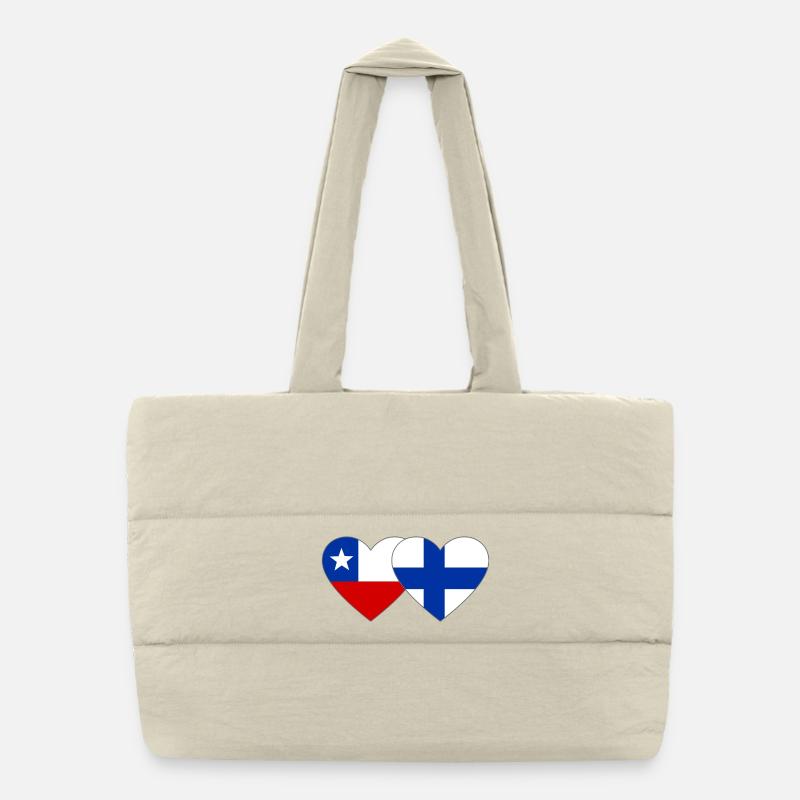 Chile Finland Flag Heart Puffer Shopping Bag